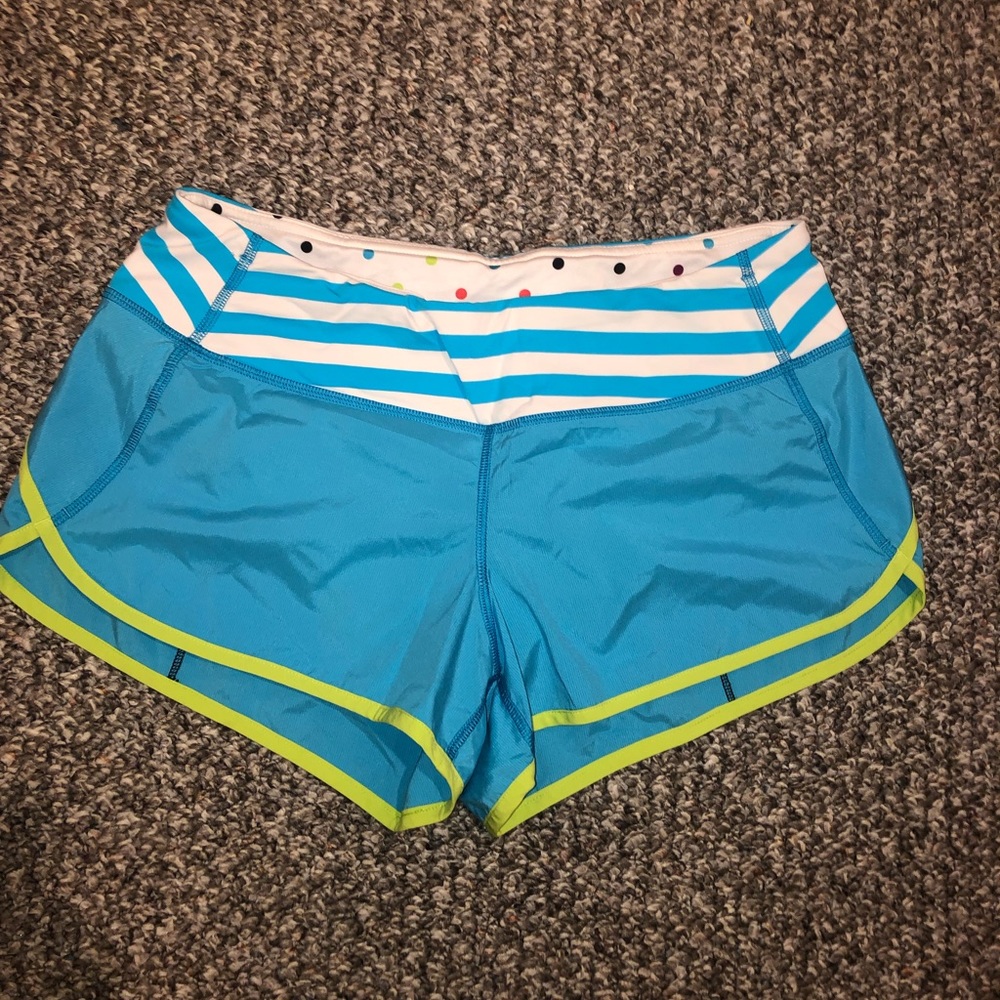 Lululemon speed shorts spry blue/lime Seawheeze 6